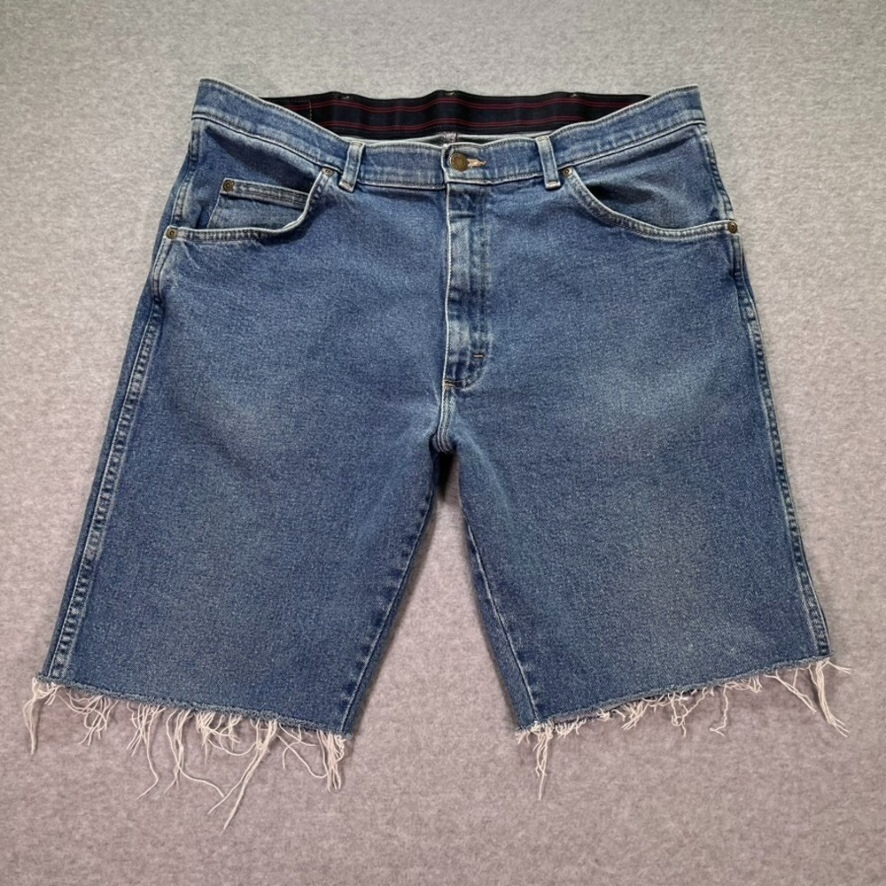 Wrangler Shorts Mens 36 Blue Cutoffs Blue Jorts Dad 10" Inseam Medium Denim